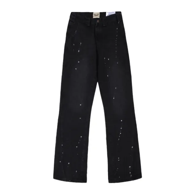 Black Paint-Splatter Distressed Flared Jeans 2