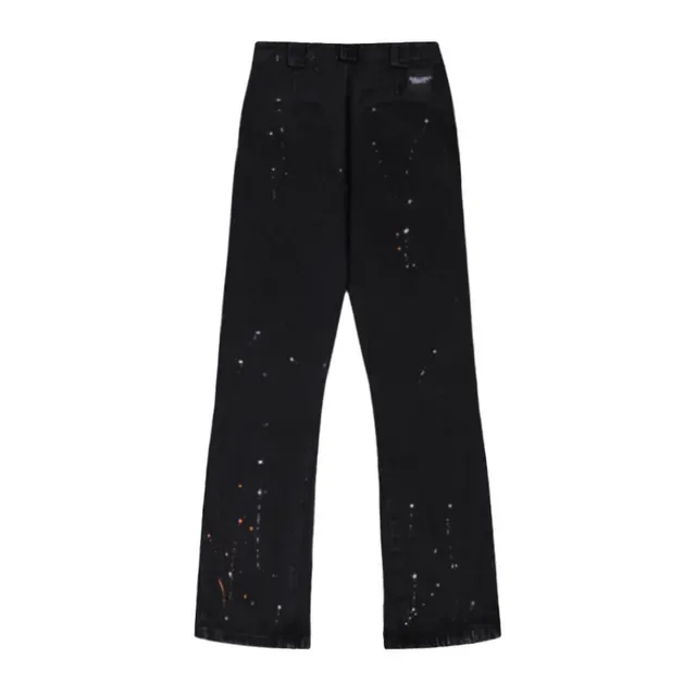 Black Paint-Splatter Distressed Flared Jeans 3