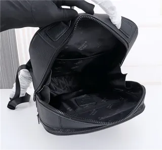 Black Pebbled Texture Structured Silhouette Backpack 2