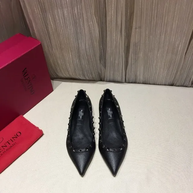 Black Pointed-Toe Studded Ballet Flats 5