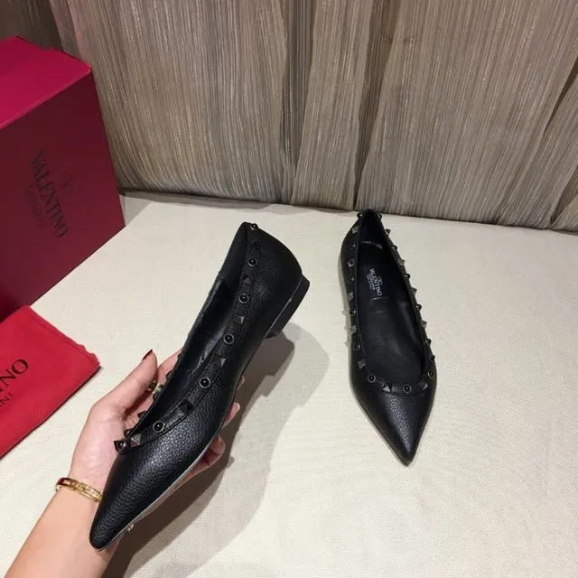 Black Pointed-Toe Studded Ballet Flats 6