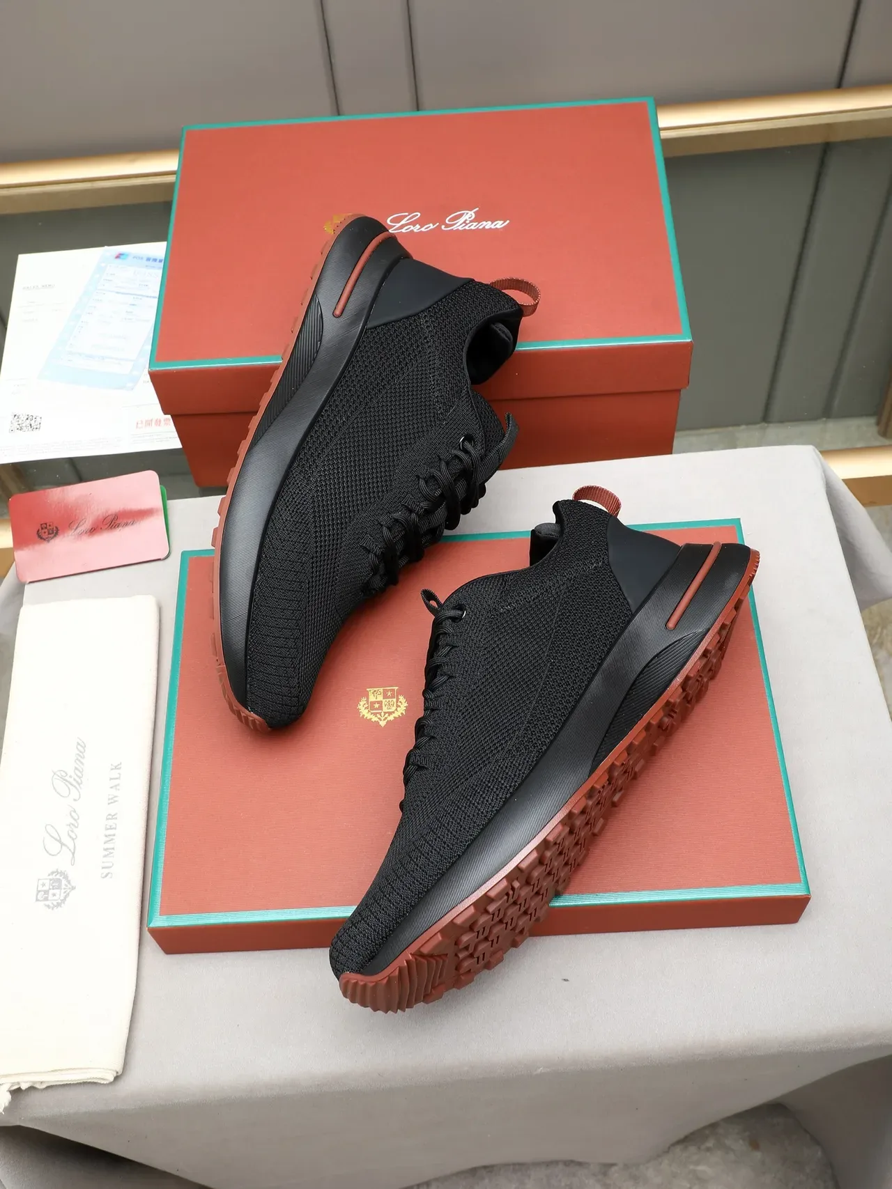 Black Red Knit Upper Sculpted Midsole Sneakers 3