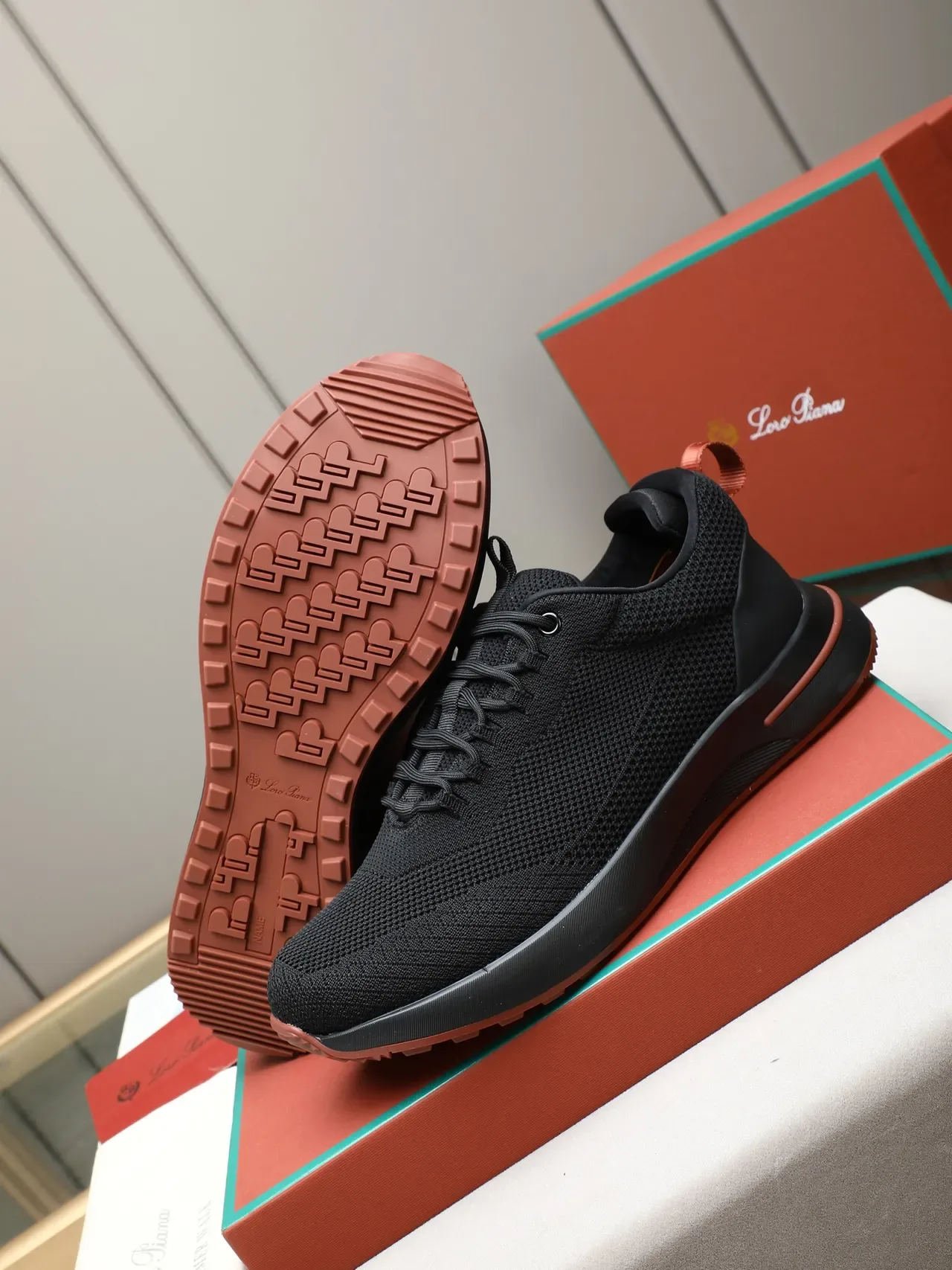 Black Red Knit Upper Sculpted Midsole Sneakers 5