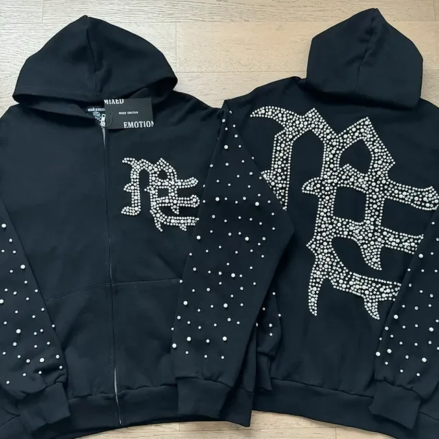 Black Rhinestone-Embellished Graphic Logo Tracksuit 2