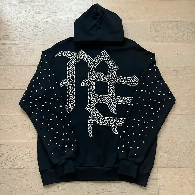 Black Rhinestone-Embellished Graphic Logo Tracksuit 4