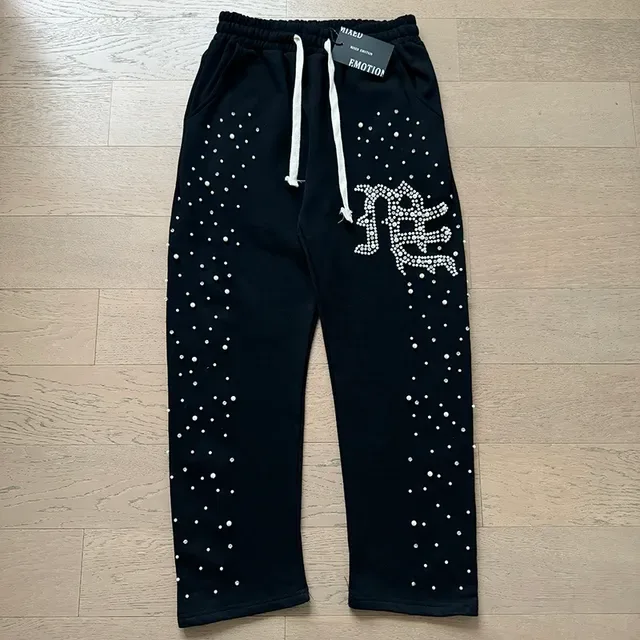 Black Rhinestone-Embellished Graphic Logo Tracksuit 6