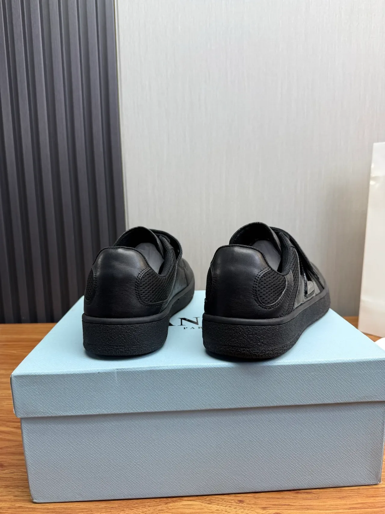 Black Silver Laceless Strap Closure Perforated Mesh Panel Sneakers 5