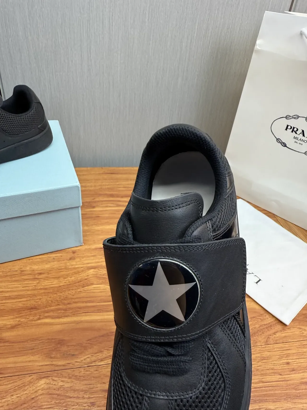 Black Silver Laceless Strap Closure Perforated Mesh Panel Sneakers 9