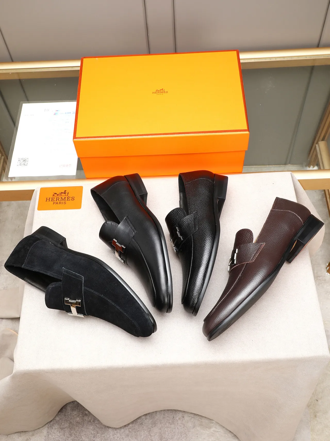 Black Silver Suede Upper Metal H-Buckle Strap Loafer 2