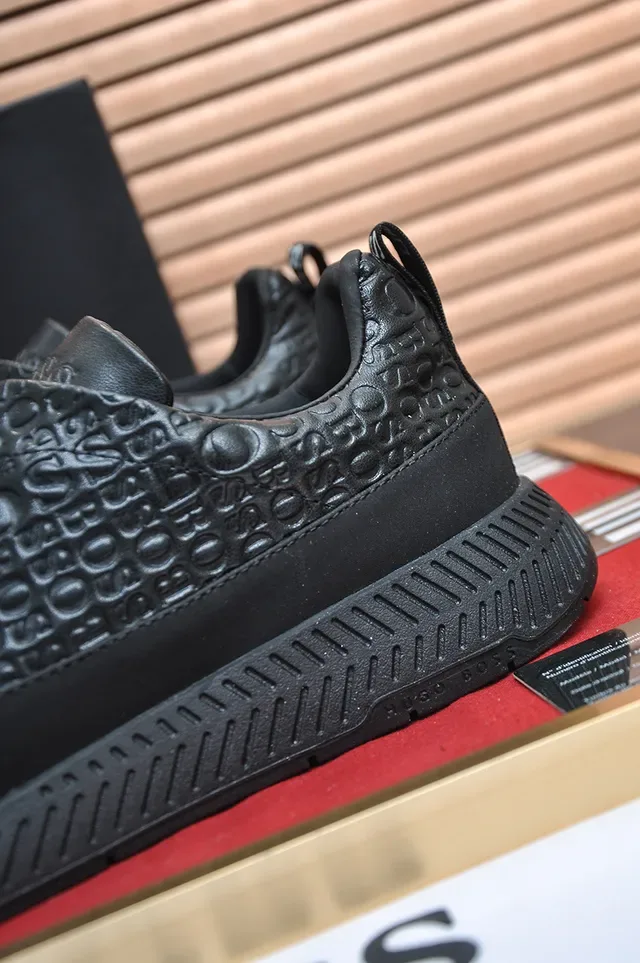 Black Slip-On Textured Upper Ridged Sole Lifestyle Sneaker 2