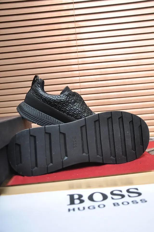 Black Slip-On Textured Upper Ridged Sole Lifestyle Sneaker 3