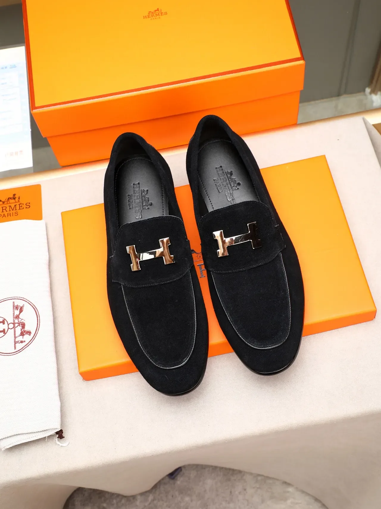 Black Suede H-Buckle Loafer 2
