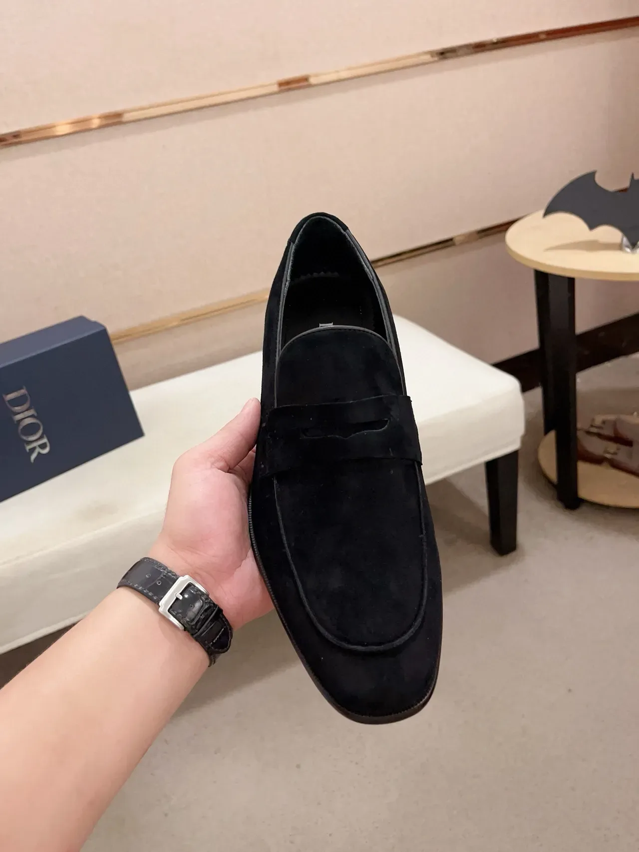 Black Suede Penny Strap Loafer 5