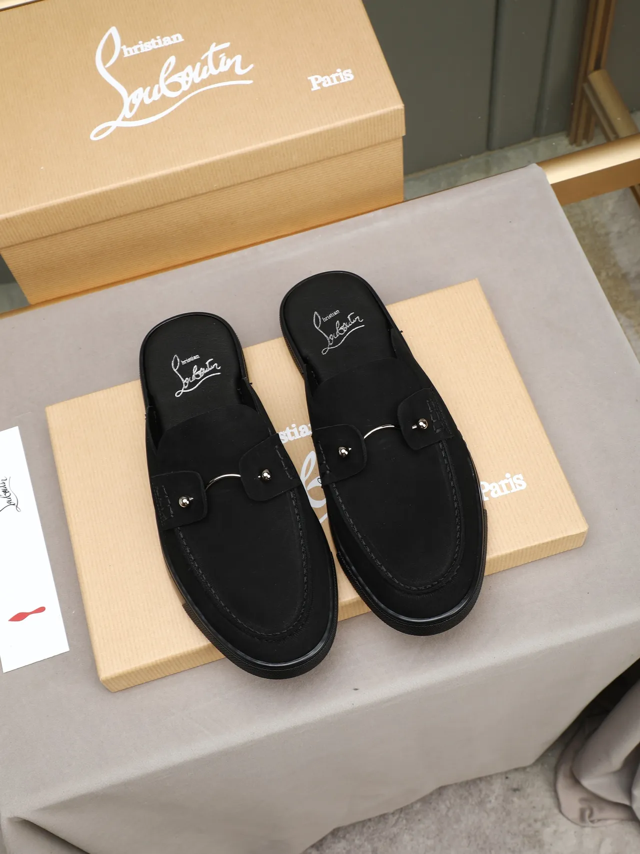 Black Suede Strap Mule Loafer 2