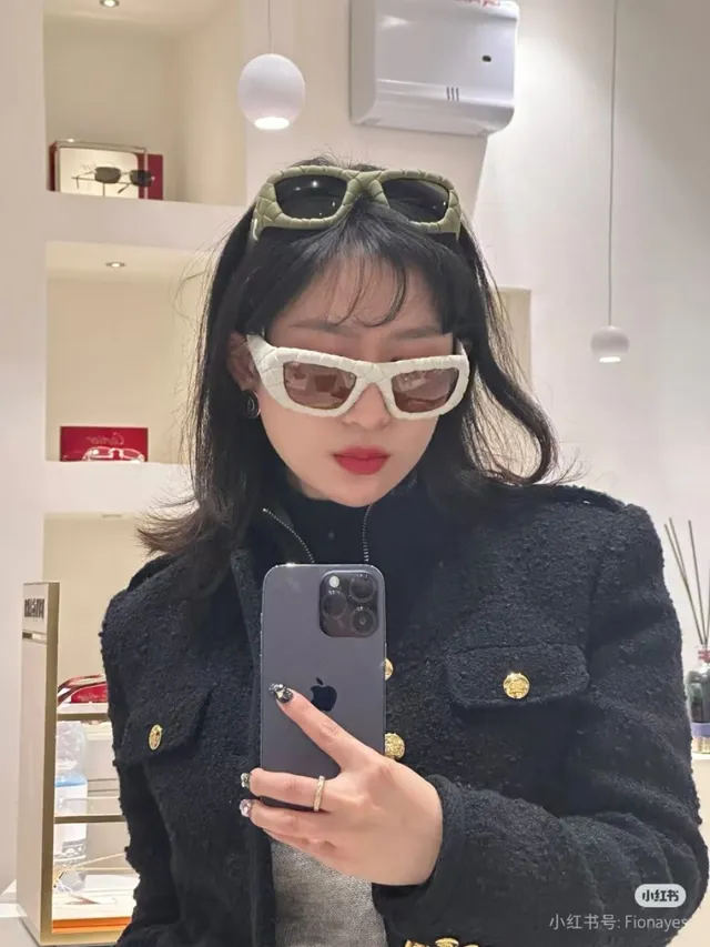 Black Textured Woven-Frame Wraparound Sunglasses 6