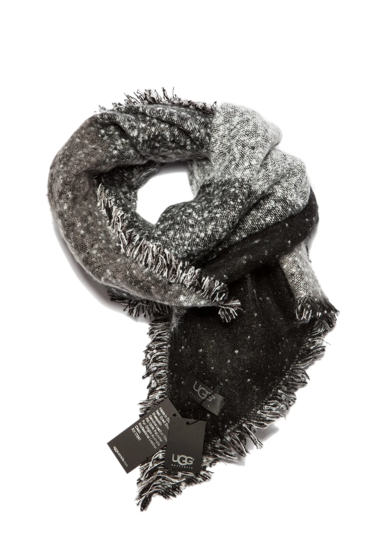 Black White Heavily Fringed Edge Dense Felted Weave Scarve 14