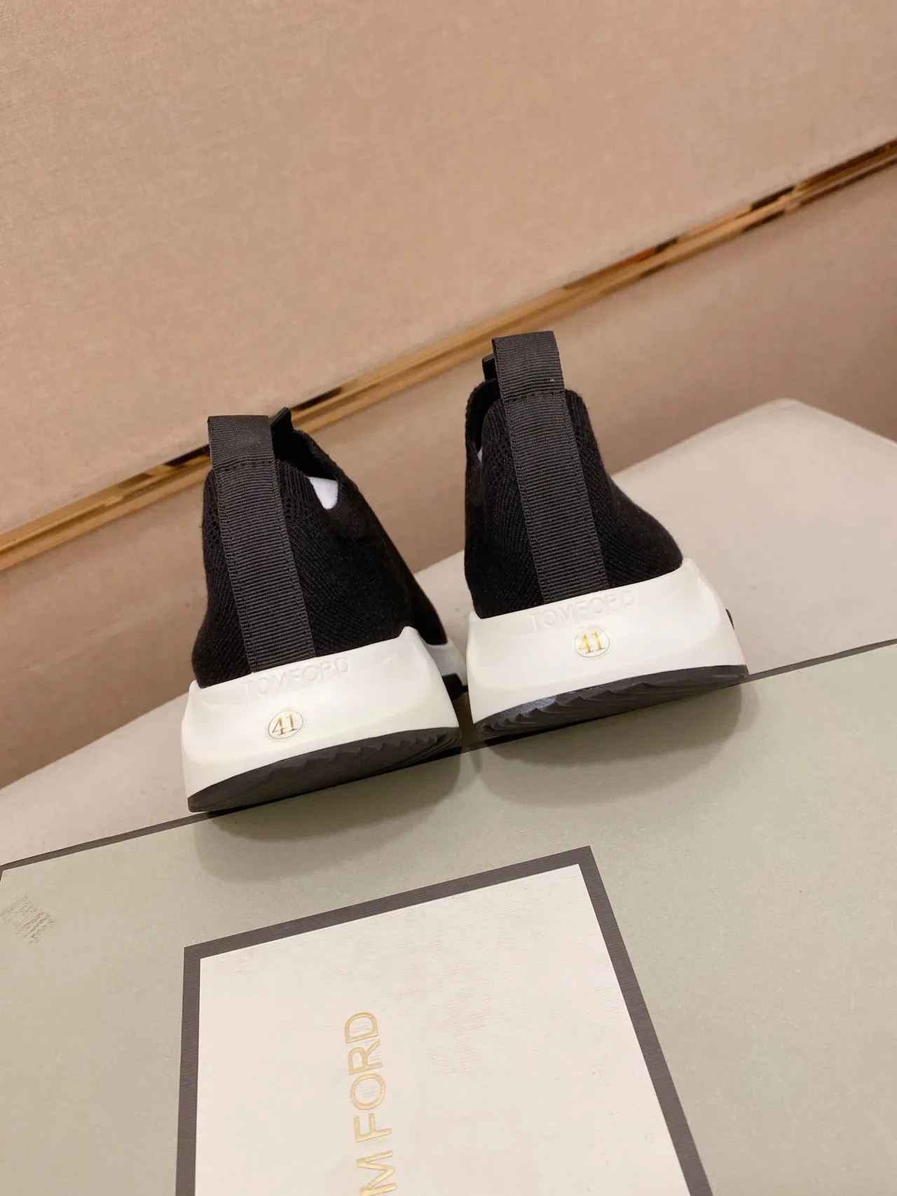 Black White Knit Sock-Like Upper Sculpted Midsole Sneakers 4