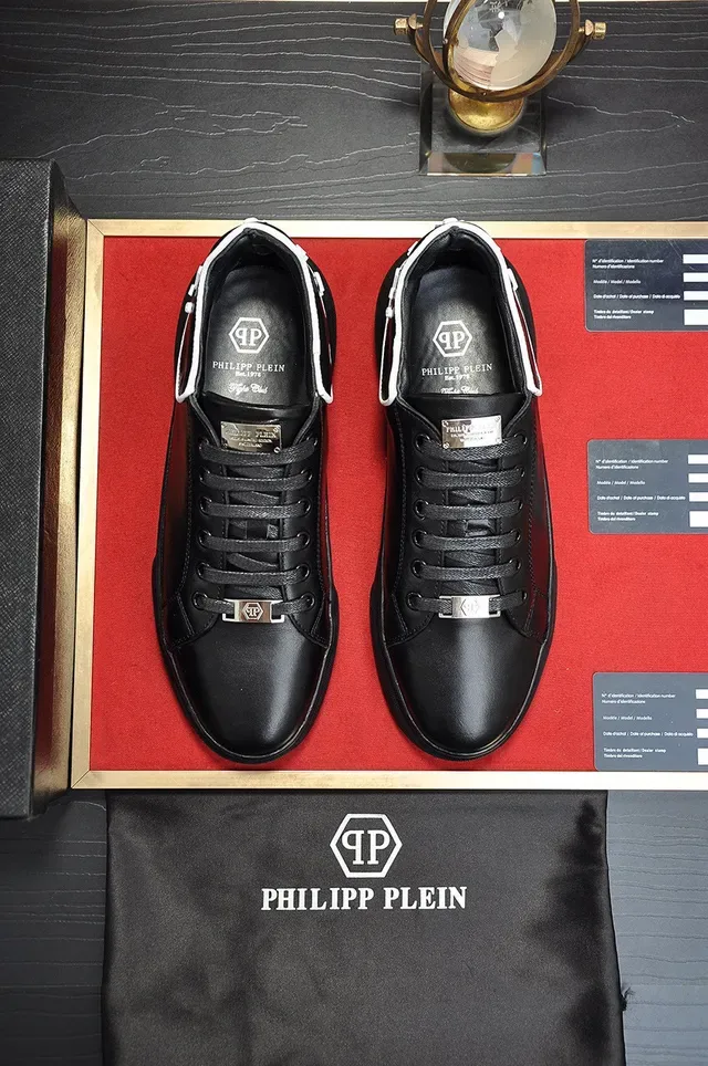 Black White Leather-Like Upper Contrast Piping Sneakers 9