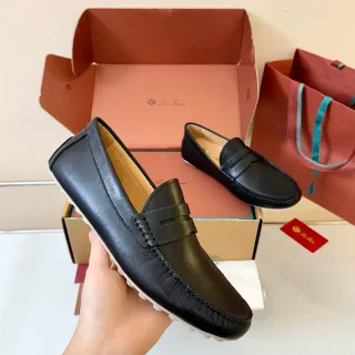 Black White Leather Penny Strap Loafer