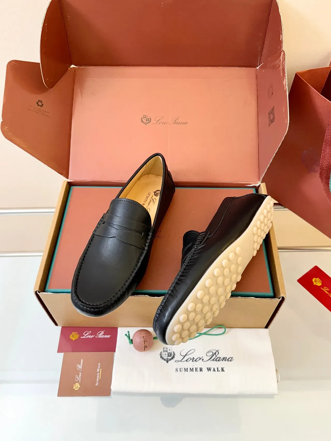Black White Leather Penny Strap Loafer 2