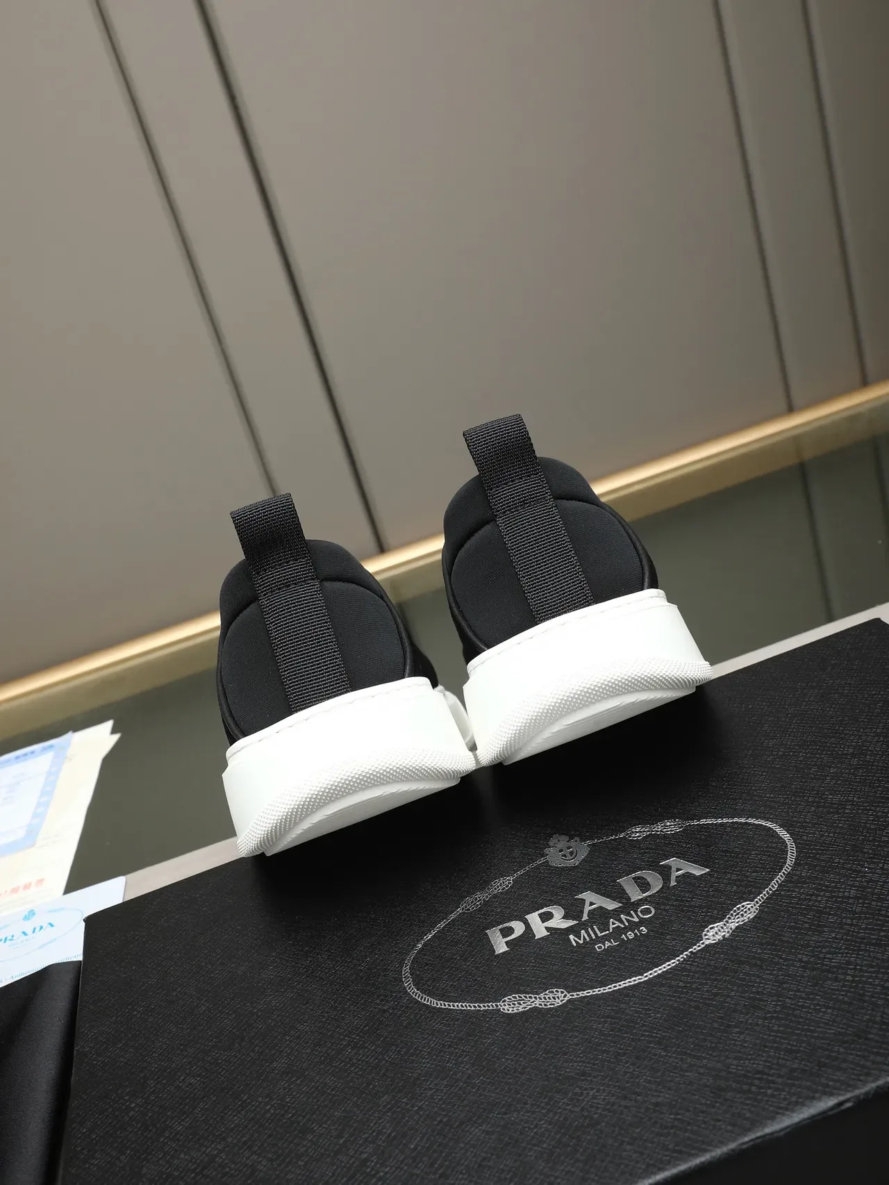 Black White Slip-On Suede Upper Lifestyle Sneakers 4