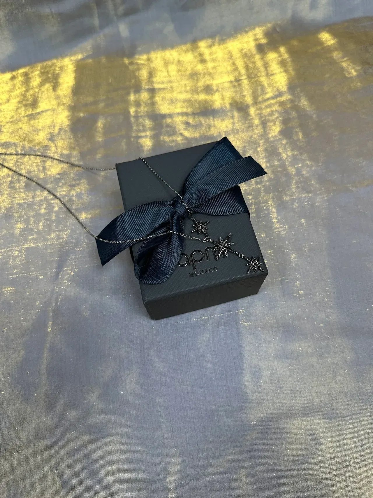 Blackened Metal Stacked Star Pendant Necklace 3
