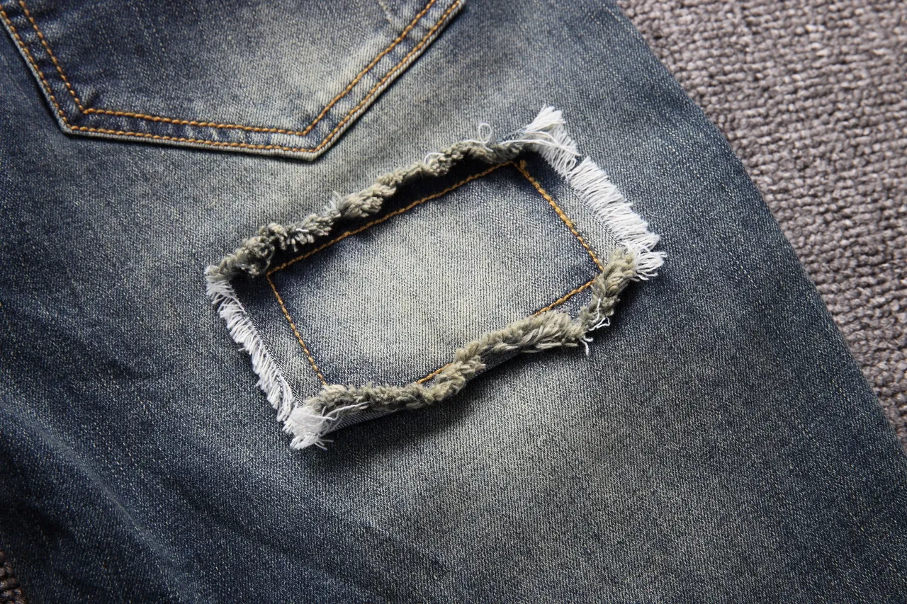 Blue White Distressed Zippered Pockets Shorts 2