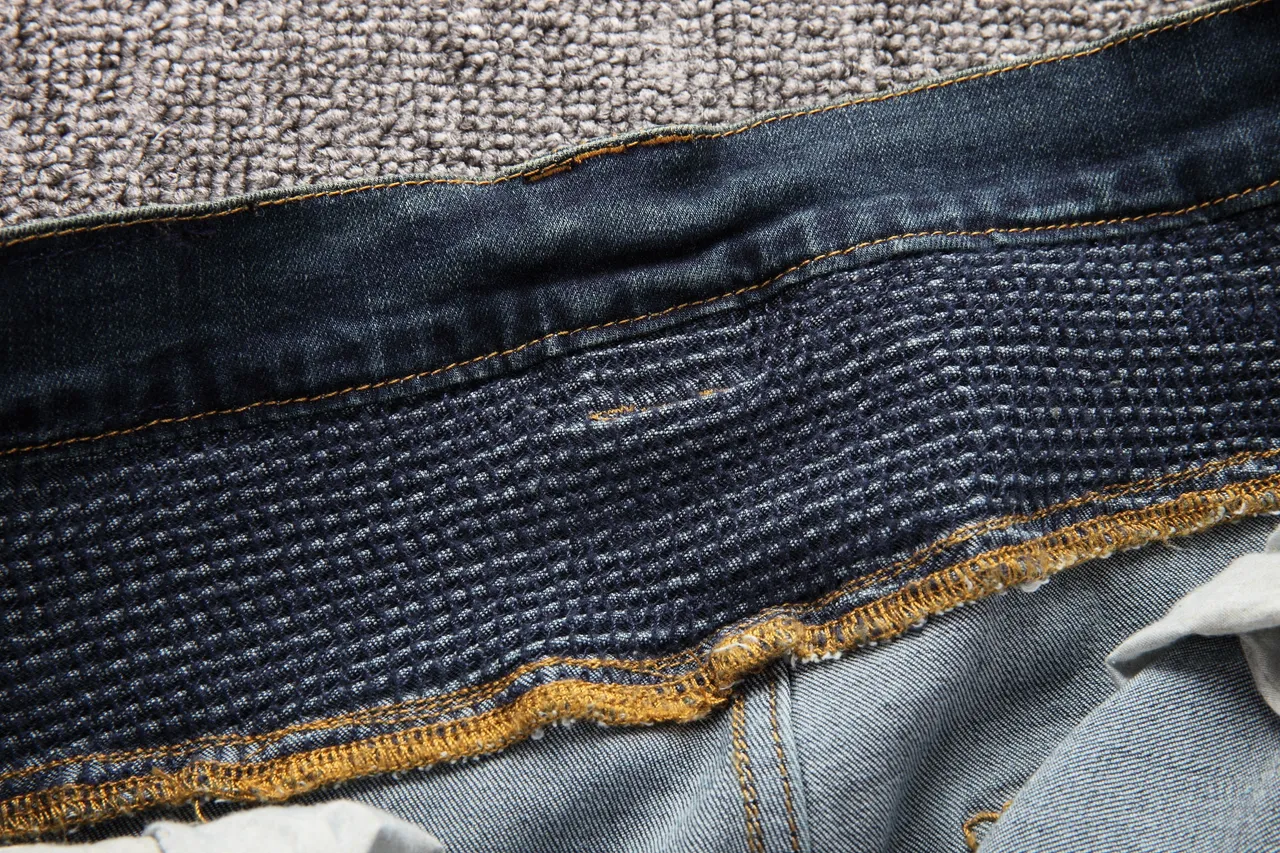 Blue White Distressed Zippered Pockets Shorts 6
