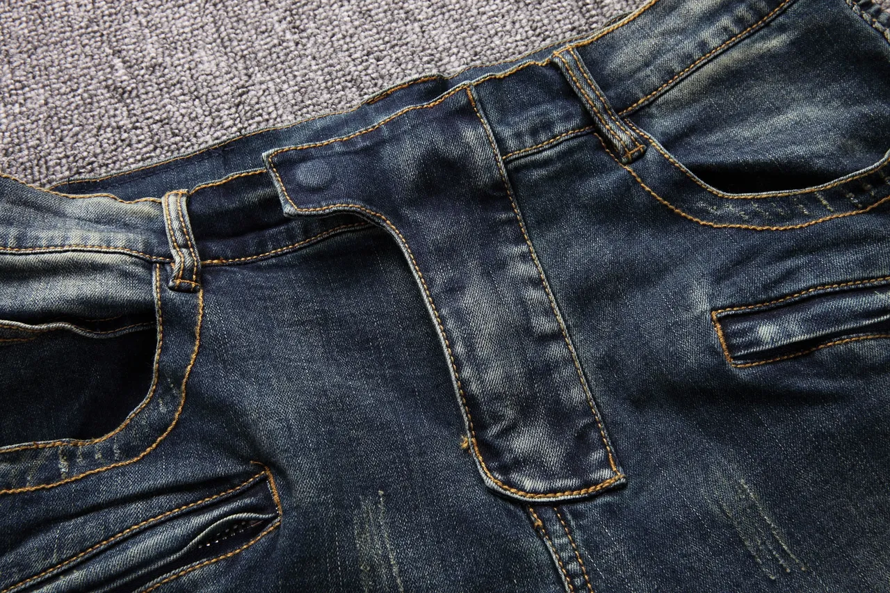 Blue White Distressed Zippered Pockets Shorts 12