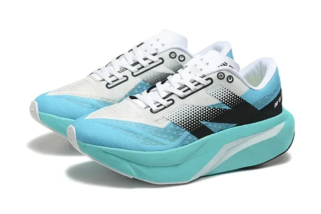 Blue White Engineered Mesh Upper Geometric Black Overlay Sneakers 3