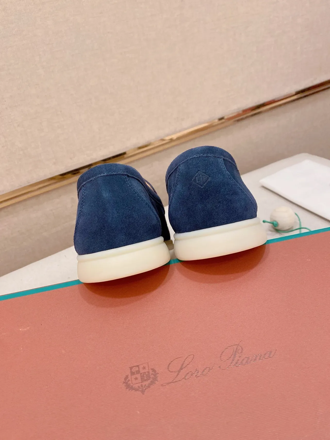 Blue White Suede Upper Moccasin-Stitched Vamp Loafer 3