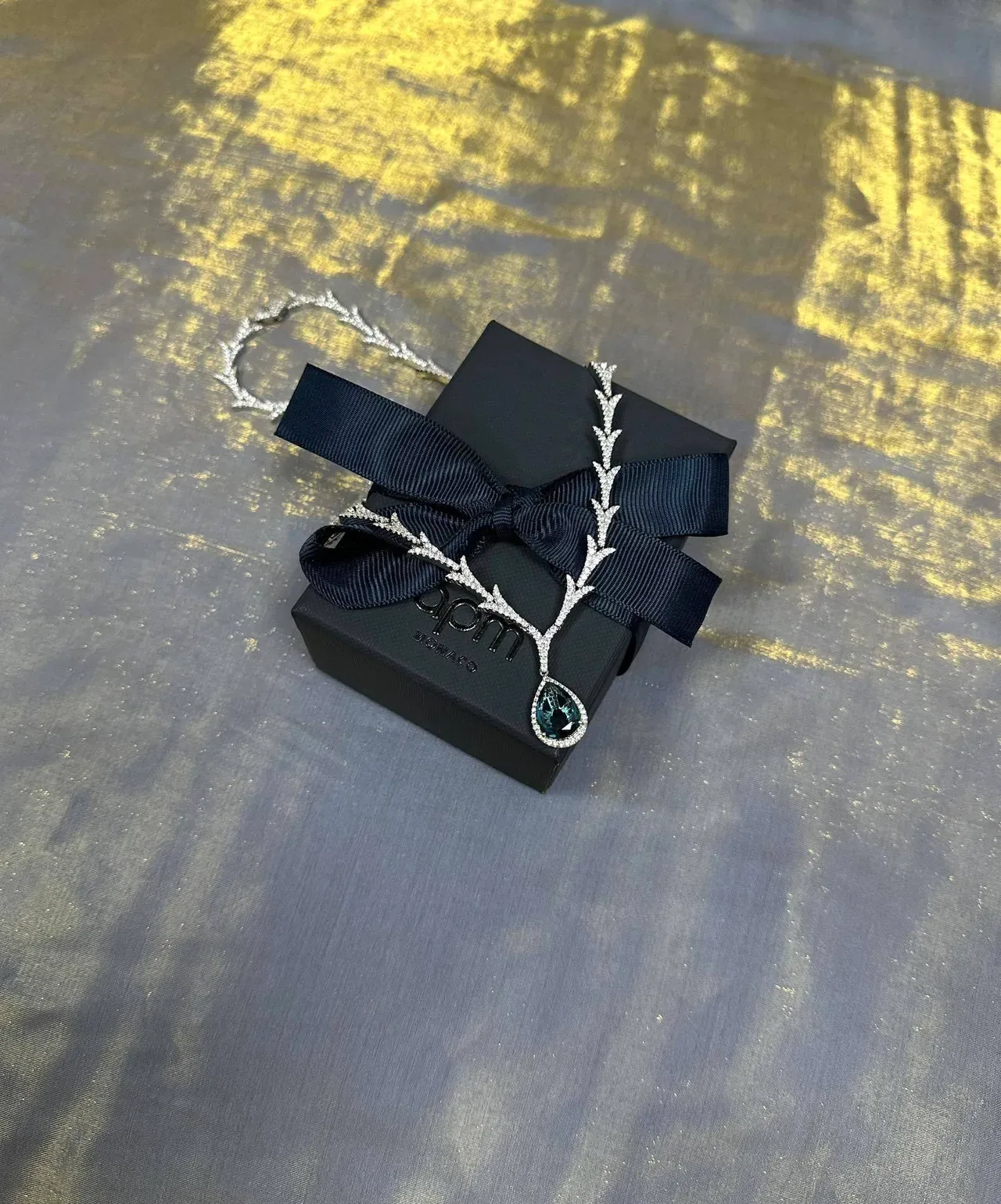Branching Pavé Chain Teardrop Pendant Necklace 6