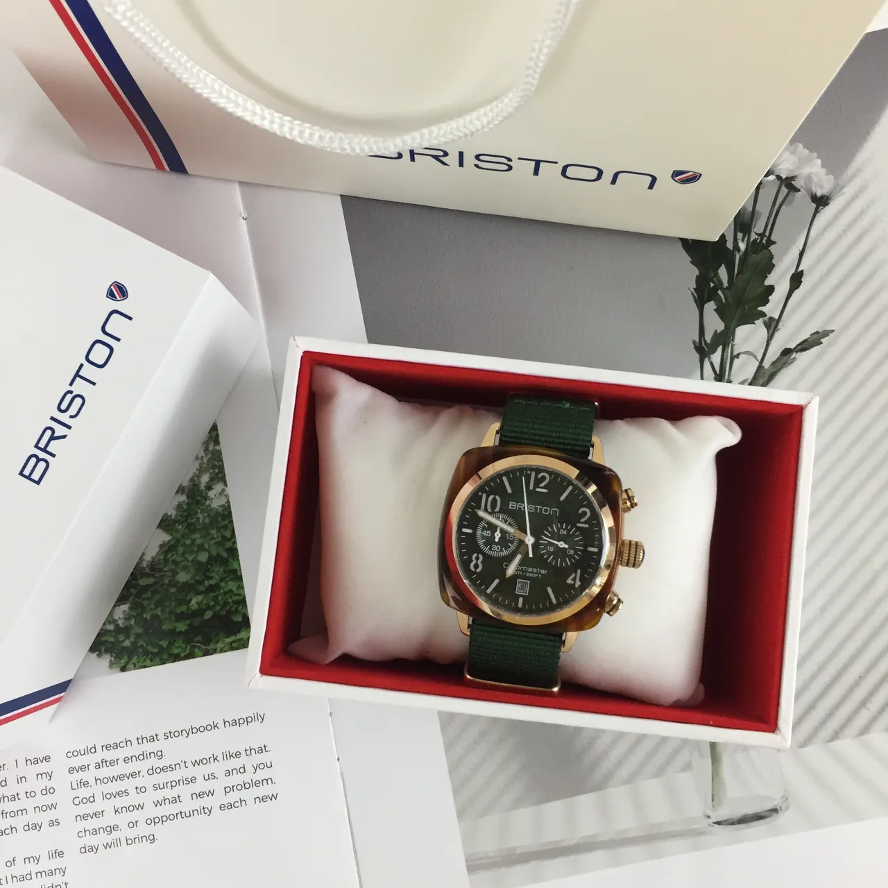 Bristol Clubmaster Chronograph Green NATO Strap Mechanical Watch 7
