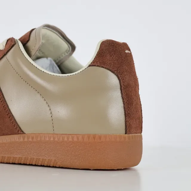 Brown and Beige Two-Tone Suede Leather Lifestyle Sneakers 4