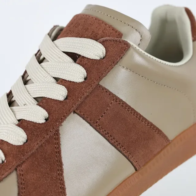 Brown and Beige Two-Tone Suede Leather Lifestyle Sneakers 6