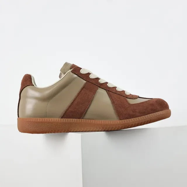 Brown and Beige Two-Tone Suede Leather Lifestyle Sneakers 7