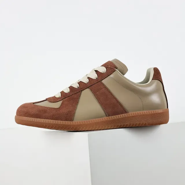 Brown and Beige Two-Tone Suede Leather Lifestyle Sneakers 9