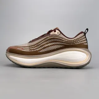 Tênis Lifestyle marrom e bege em tecido wave-knit, low-top
