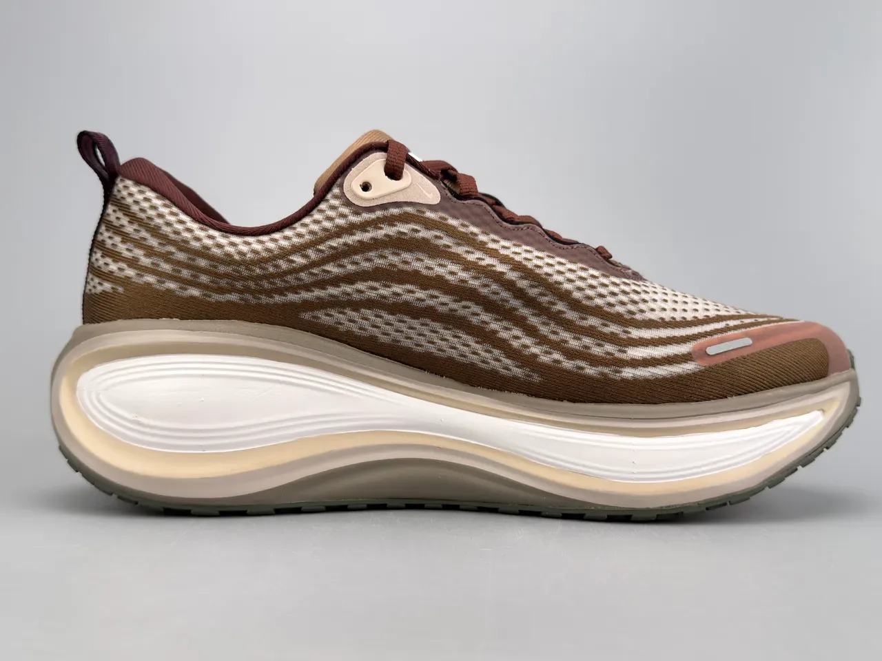 Brown and Beige Wave-Knit Low-Top Lifestyle Sneaker 10