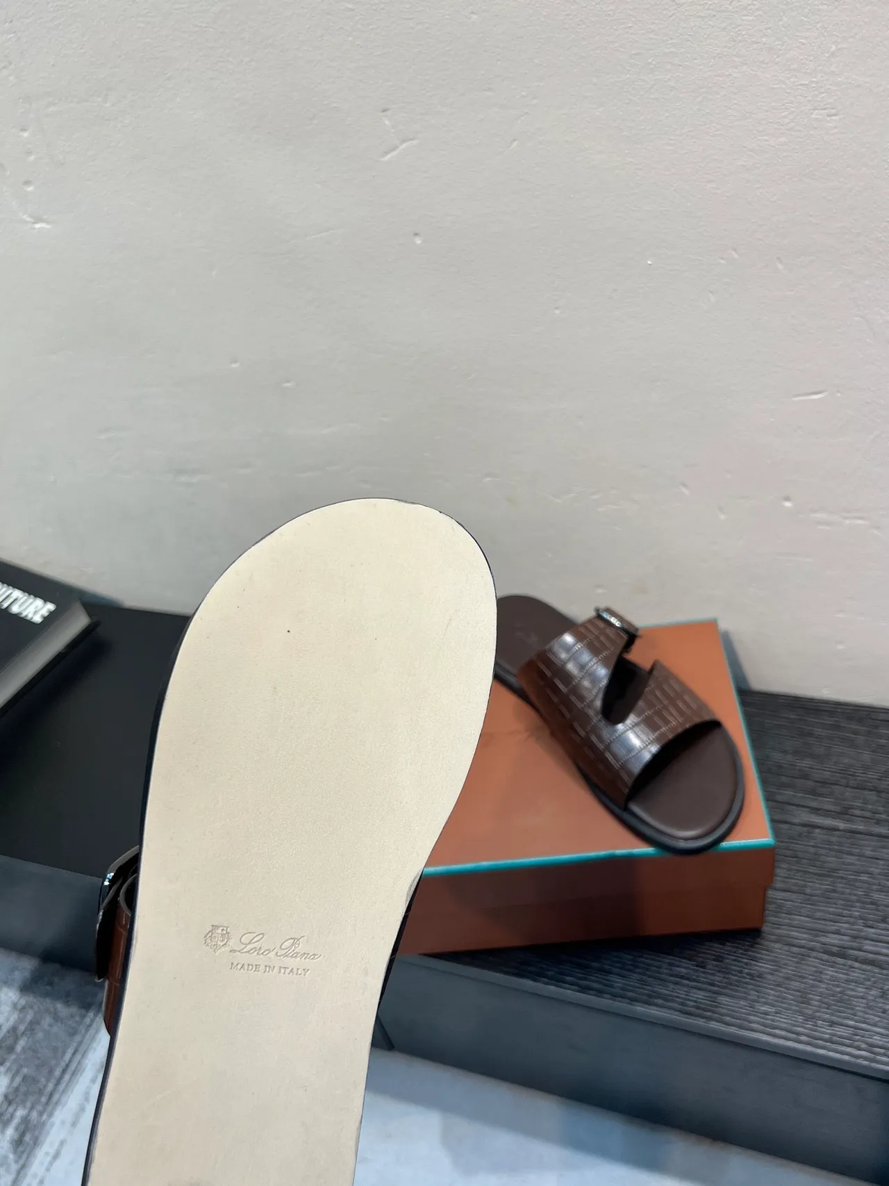 Brown Croc-Embossed Buckle Strap Casual Sandal 9