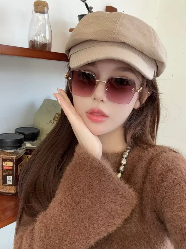 Brown Gold Square-Frame Gradient Lenses Sunglasses 3