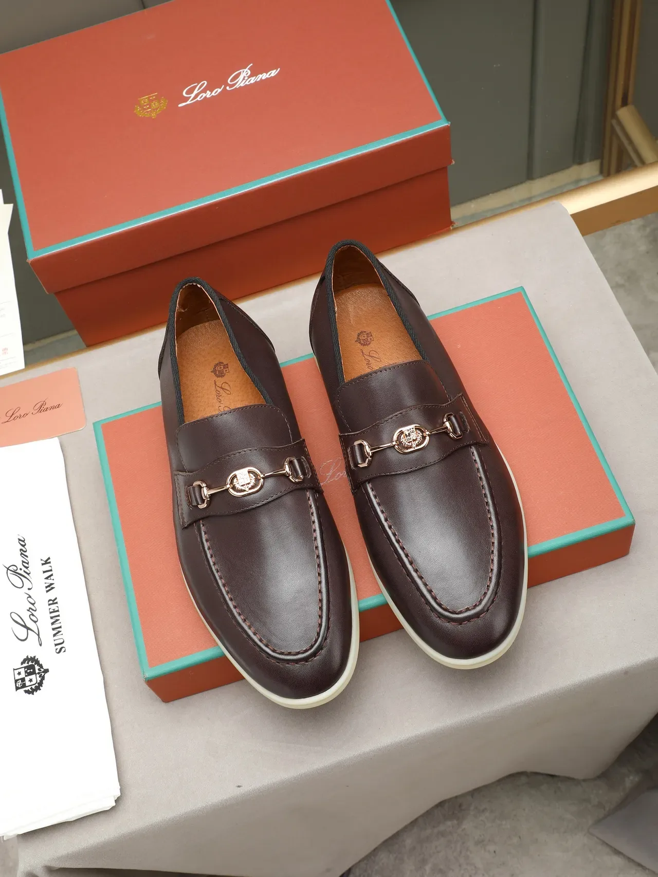 Brown Leather Horsebit Buckle Loafer 3