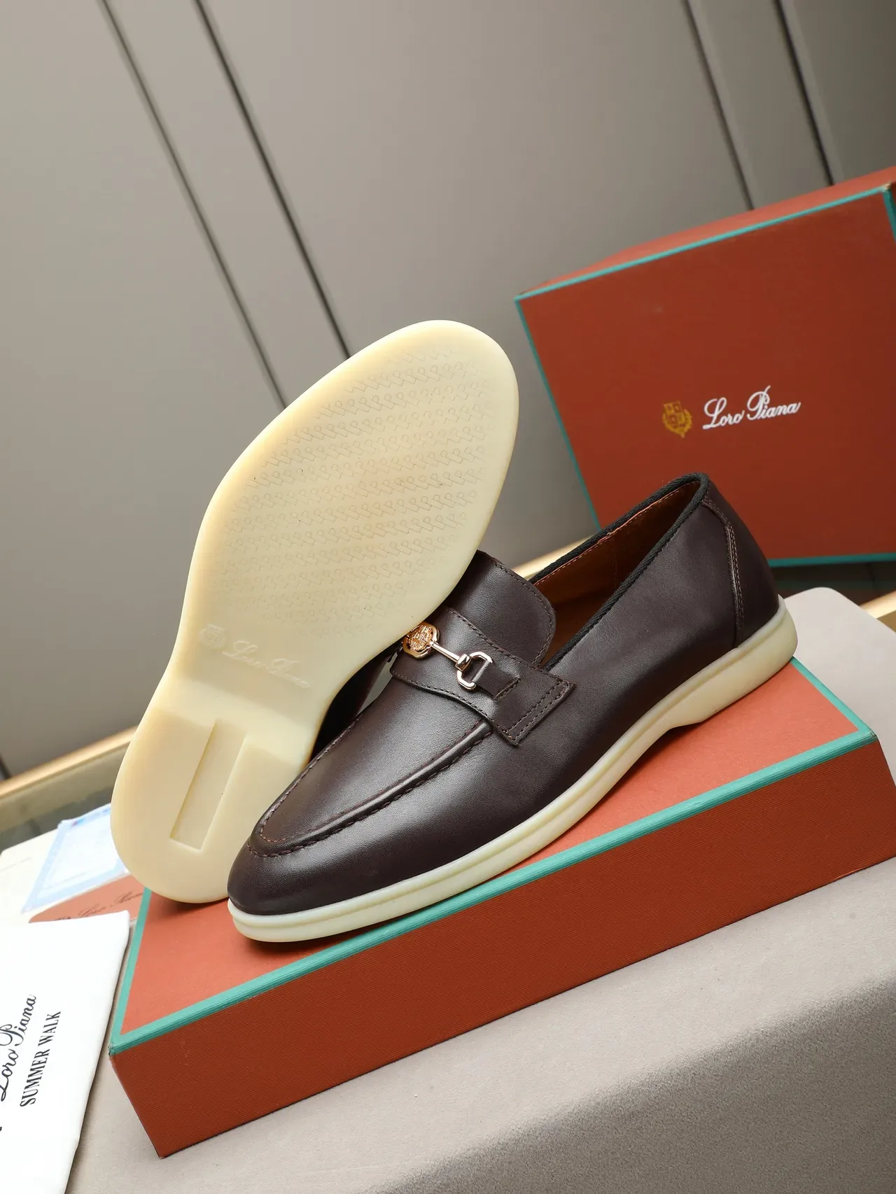 Brown Leather Horsebit Buckle Loafer 5