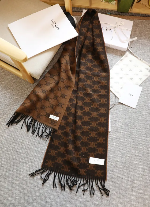 Brown Monogram Fringed Oversized Cashmere Scarf 2
