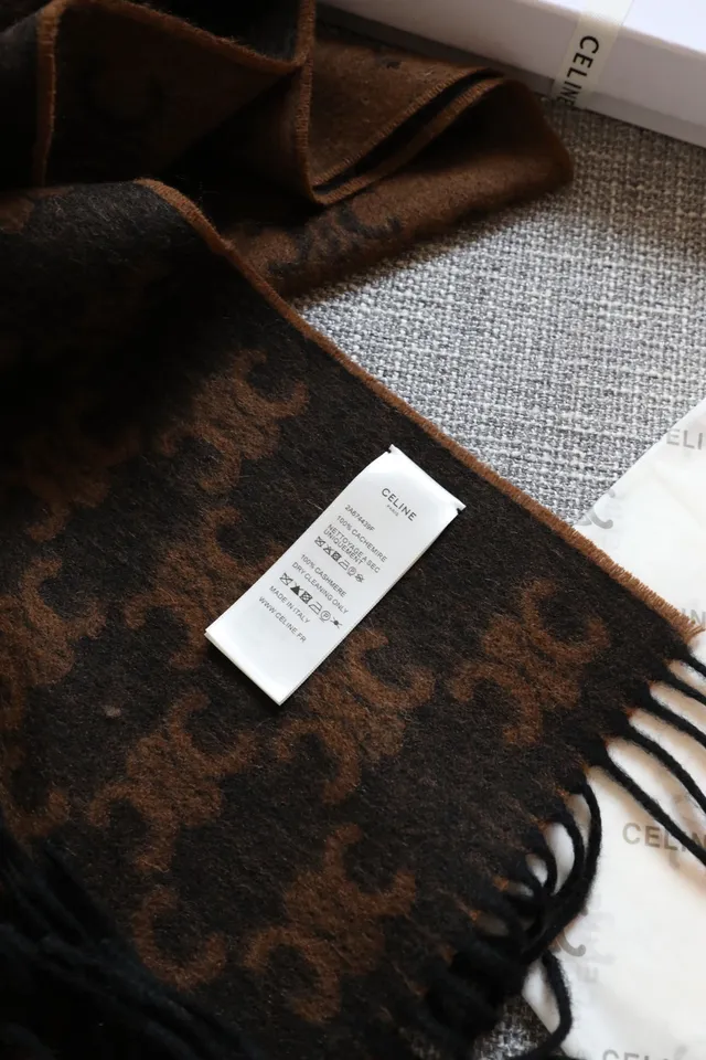 Brown Monogram Fringed Oversized Cashmere Scarf 5