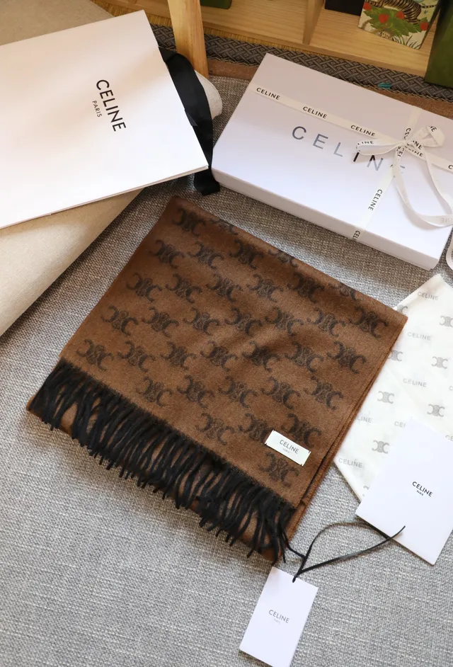Brown Monogram Fringed Oversized Cashmere Scarf 6