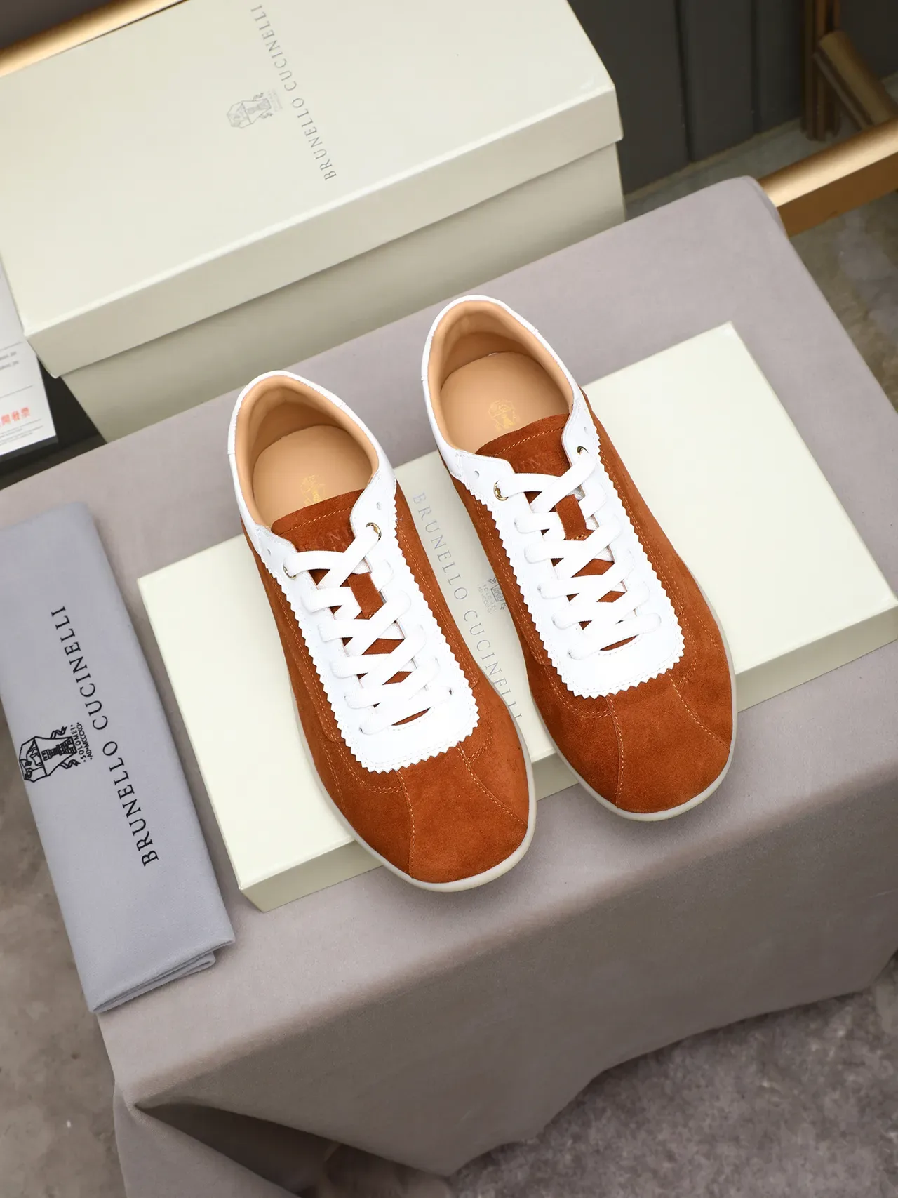Brown Suede and White Trim Lifestyle Sneaker 2