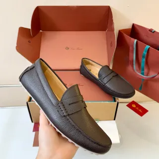 भूरा सफेद ग्रेन लेदर Penny Strap लूफर