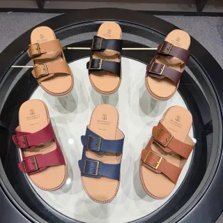 Brunello Cucinelli ডাবল স্ট্র্যাপ বকেল স্লাইড ক্যাজুয়াল স্যান্ডেল