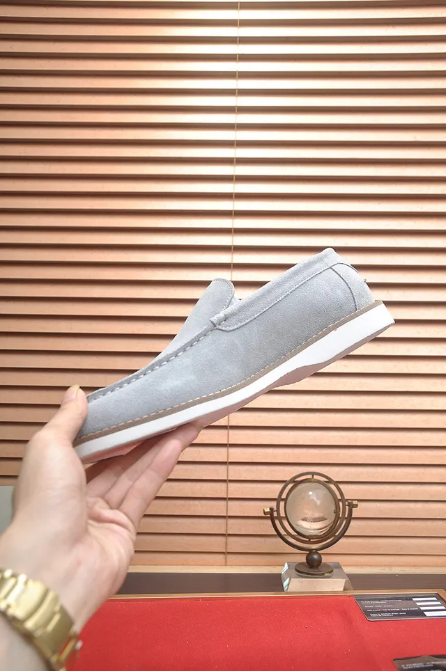 Brunello Cucinelli Gray Suede Penny Loafers 4